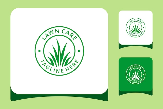 Creative green lawn grass nature logo template design vector illustration