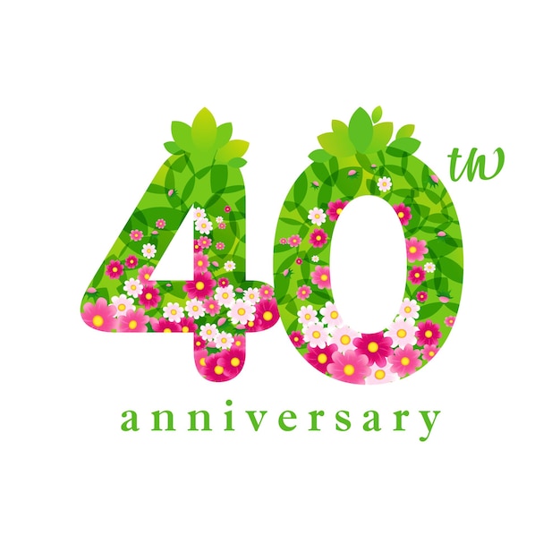 Creative green and pink number 40 40th anniversary concept Number logo Up to 40 percent off sale