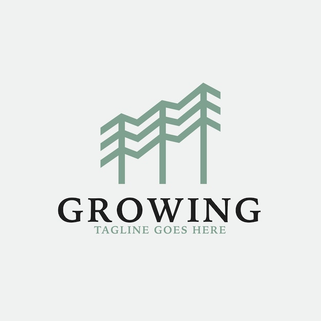 Creative growth logo combination with pine tree icon design concept illustration idea