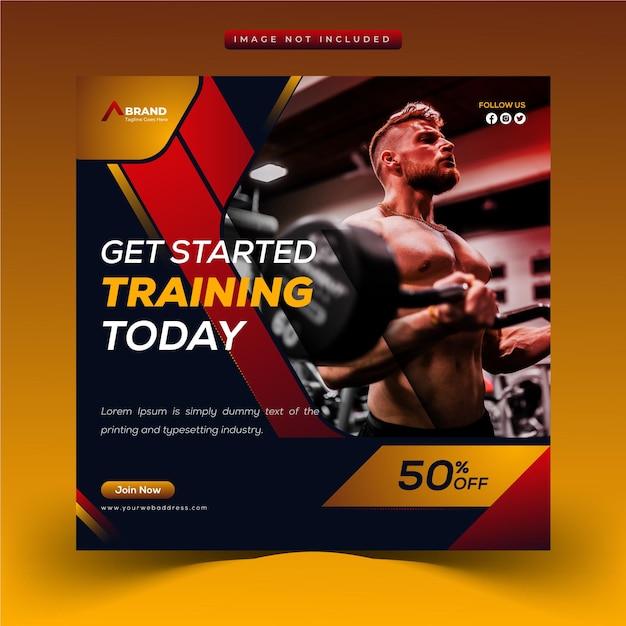 Creative gym and fitness social media Instagram promotional  post and web banner template