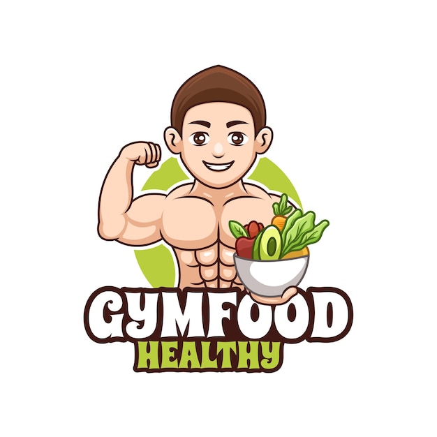 Creative Gym Food Healthy Fitness Cartoon Logo Design