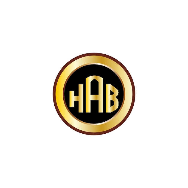 creative HAB letter logo design with golden circle