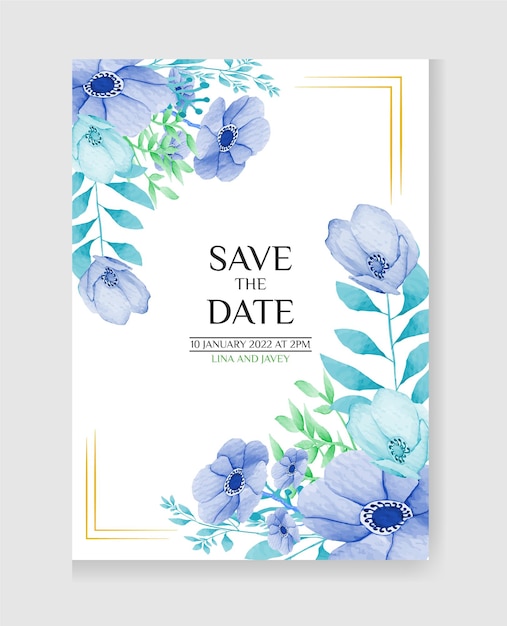 Creative hand drawing watercolor wedding invitation floral design vector premium