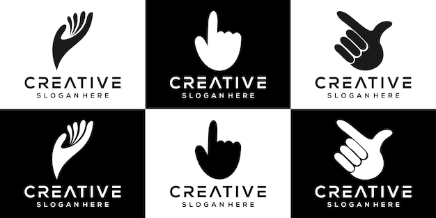 creative hand  logo icon set logo design template