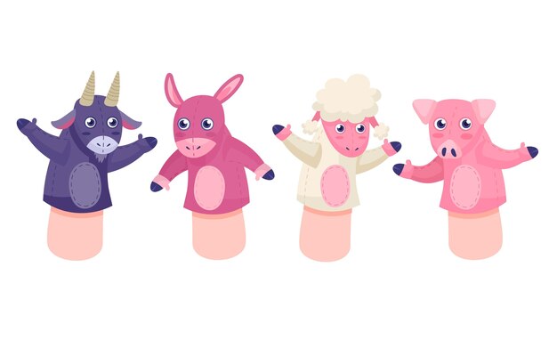 Vector creative hand puppets collection