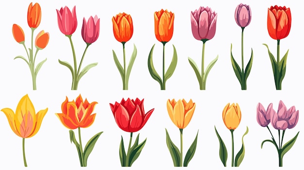 Vector creative handdrawn tulip cartoon vector illustration