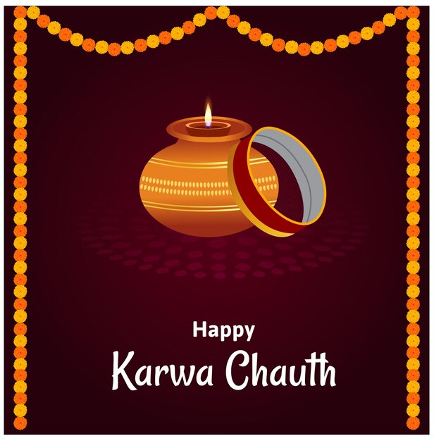 Creative happy karwa chauth indian festival celebration vector illustration