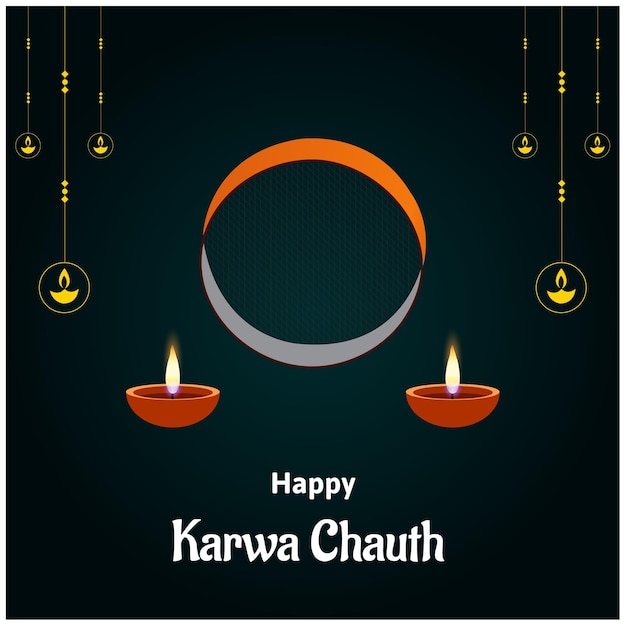 Vector creative happy karwa chauth indian festival celebration vector illustration