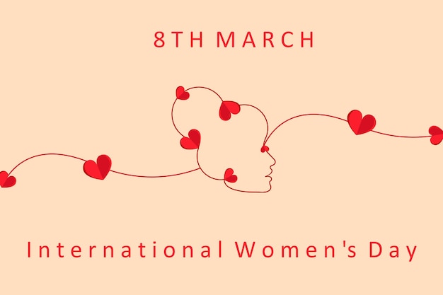 creative happy womens day background with papercut red heart