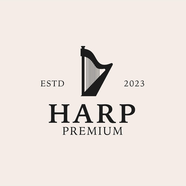 Creative harp logo design concept illustration idea