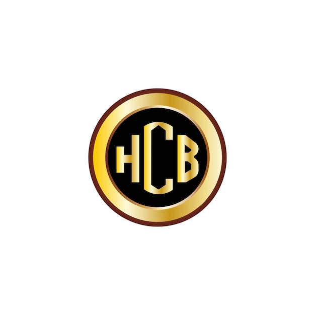 creative HCB letter logo design with golden circle