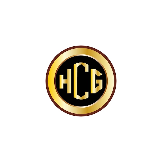 creative HCG letter logo design with golden circle