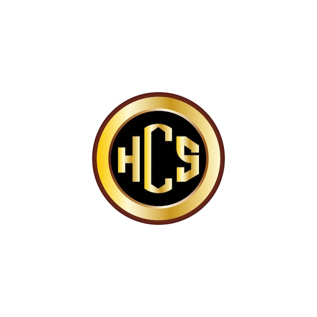 creative HCS letter logo design with golden circle