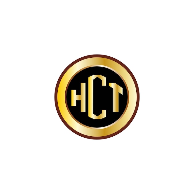 creative HCT letter logo design with golden circle