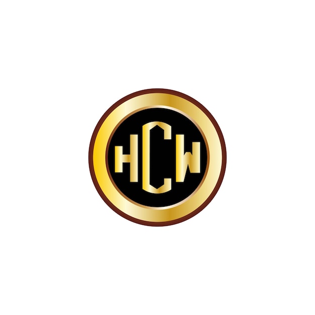 creative HCW letter logo design with golden circle