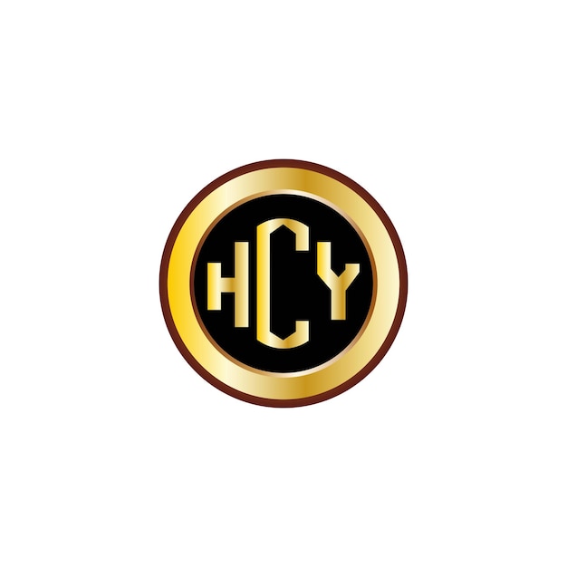 creative HCY letter logo design with golden circle