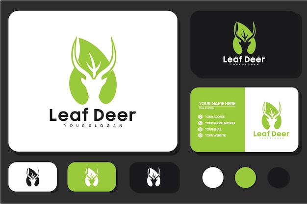 Creative head deer logo with leaf concept logo inspiration for your business