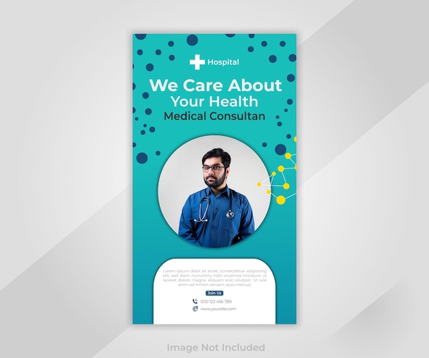 Creative health clinic social media instagram stories template design