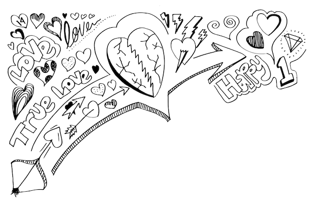 Creative heart art doodles hand drawn Design illustration