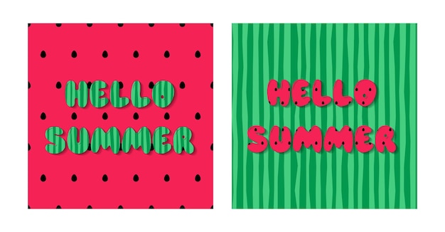 Creative hello summer banner with watermelon Awesome design with fruit Juicy bright background