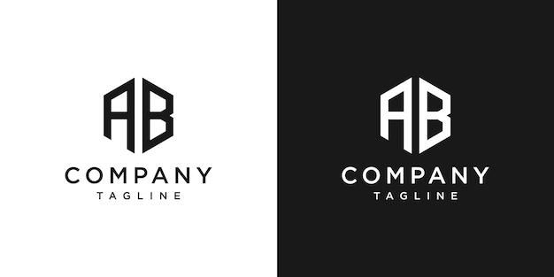 Creative Hexagon Letter AB Monogram Logo Design Icon Template White and Black Background