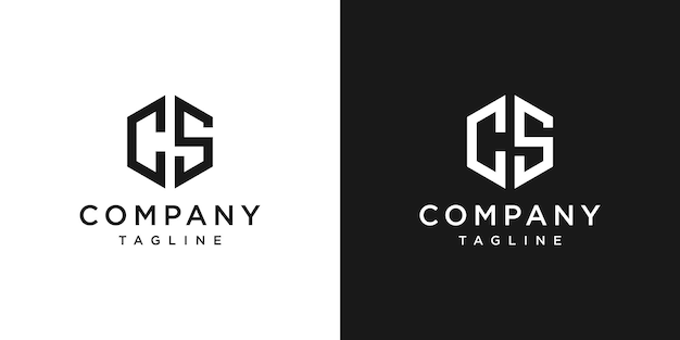 Creative Hexagon Letter CS Monogram Logo Design Icon Template White and Black Background