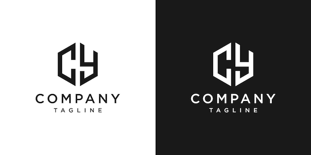 Creative Hexagon Letter CY Monogram Logo Design Icon Template White and Black Background