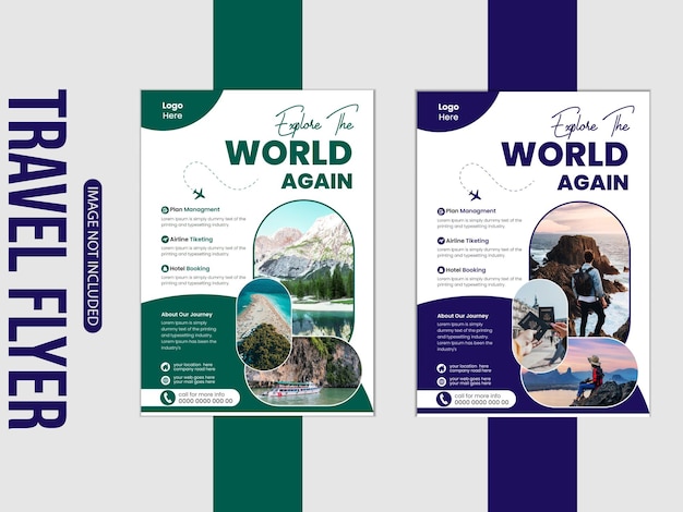 Vector creative holiday travel flyer design and adventure world tour flyer template