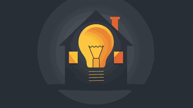 Creative Home Icon Inside of Light Bulb on Dark Background