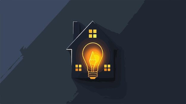 Creative Home Icon Inside of Light Bulb on Dark Background