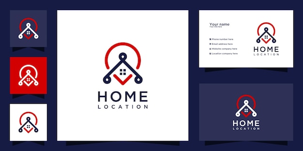 Creative home location logo icon and business card design