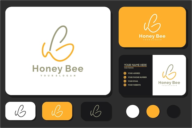 Creative honey bee logo with line art style logo inspiration for your business