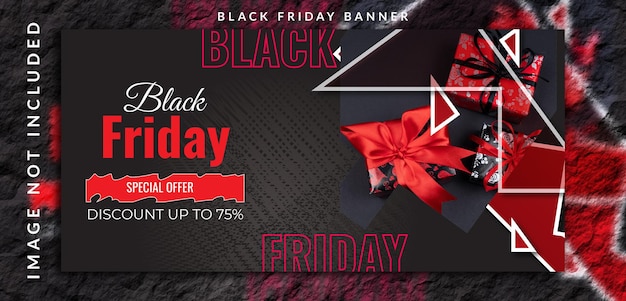 Creative horizontal vertical black friday realistic super mega sell offer with discount offer banner design