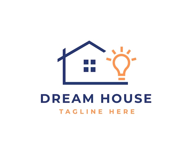 Creative house bulb home logo vector icon illustration