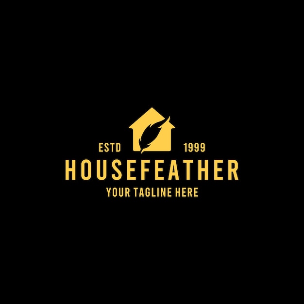 Creative house feather logo design