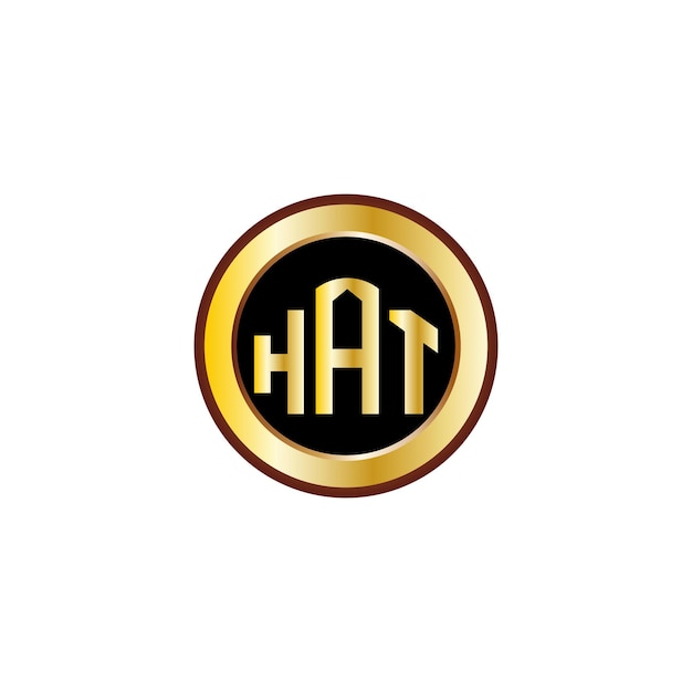 creative HTB letter logo design with golden circle