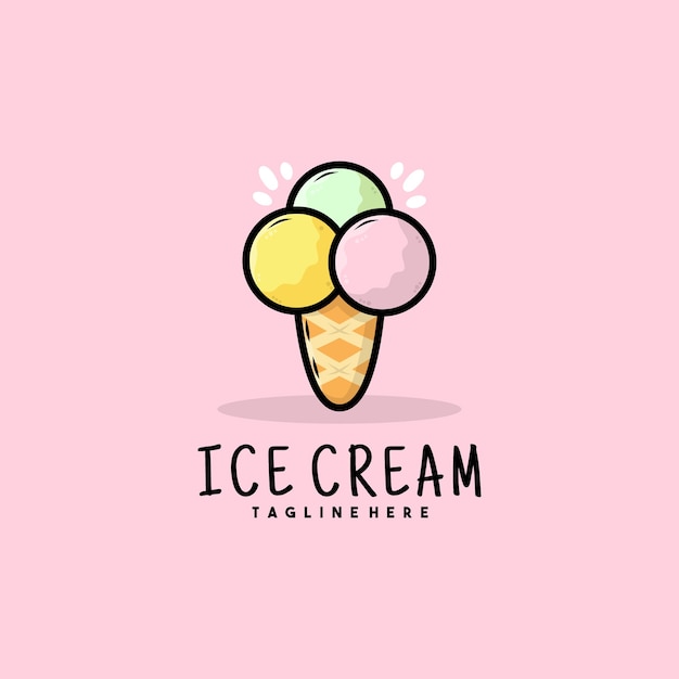 Creative ice cream illustration logo design