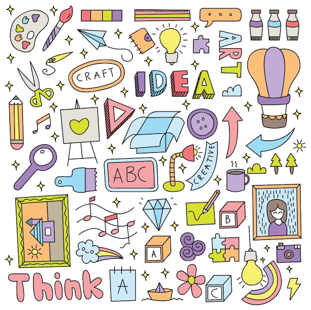 Creative idea doodle set vector illustration