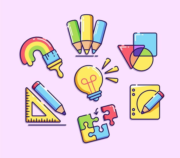 Creative idea element cute sticker set