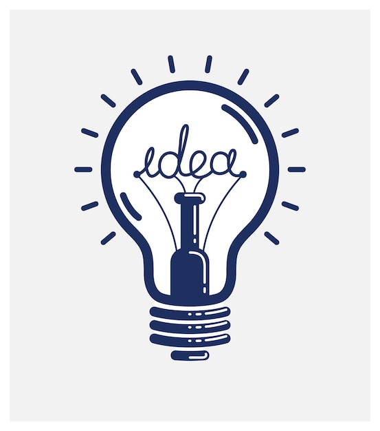 Creative idea light bulb vector linear logo or icon, creativity, science invention or research lightbulb, new business start.