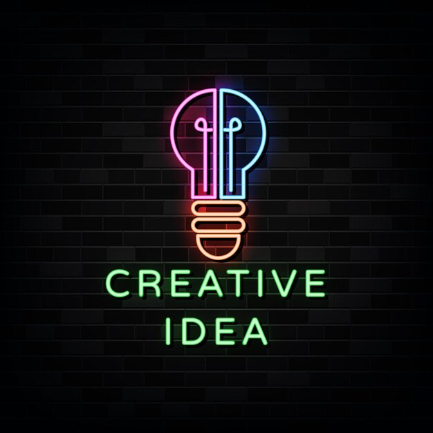 Creative Idea Neon Sign.  Template Neon Style