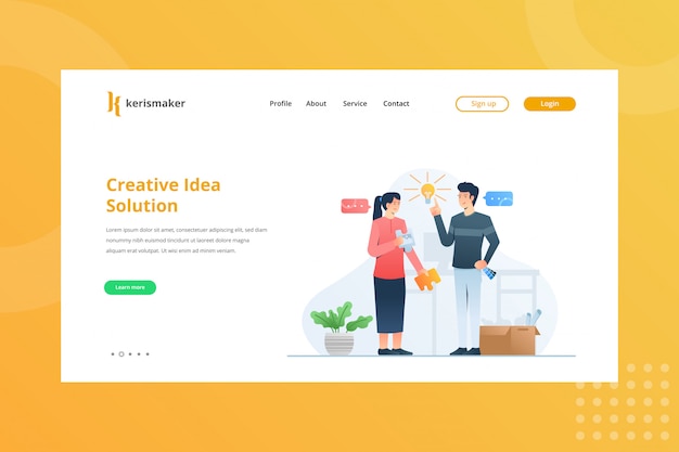 Creative Idea Solution Illustration for Business Management Concept on Landing Page