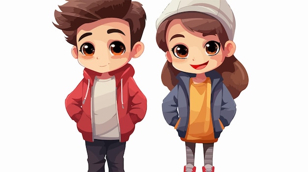 Creative Illustration of Girl and Boy on White Background