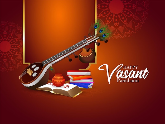 Creative illustration of goddess saraswati for happy vasant panchami