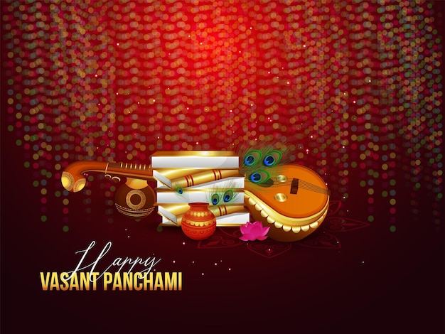 Creative illustration of goddess saraswati for happy vasant panchami