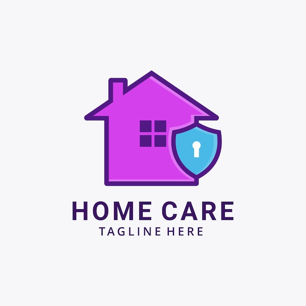 Creative illustration Modern house with shield guard protection Logo design