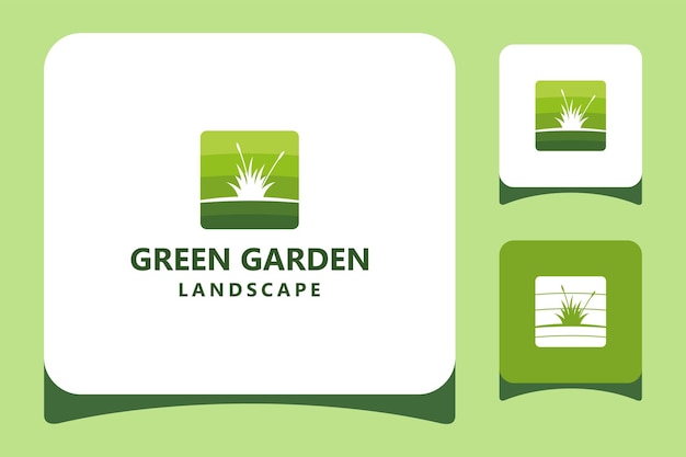 Creative illustration nature green grass landscape logo design vector