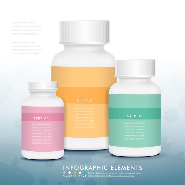 Creative infographic template design with medicine bottles element