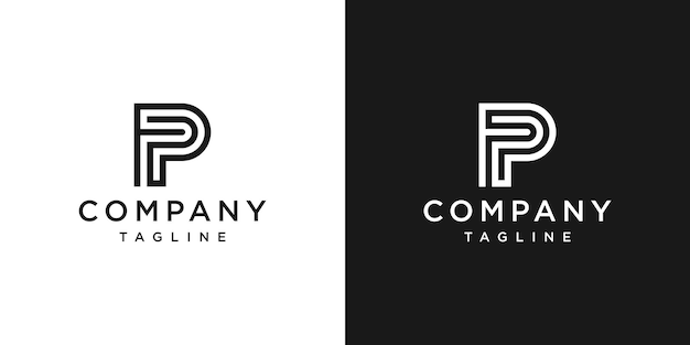 Creative Initial FP Monogram Logo Design Icon Template White and Black Background