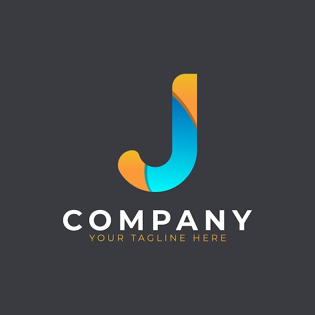 Creative Initial Letter J Logo Design Yellow and Blue Geometric Arrow Shape Usable for Business